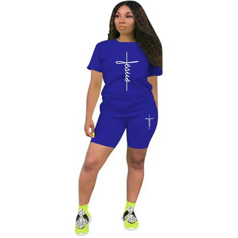 Tuta da donna Stampa Tendenza T-shirt + Pantaloncini Set da 2 pezzi Semplicità casual Abito di lusso morbido Jogging Sport Abbigliamento estivo