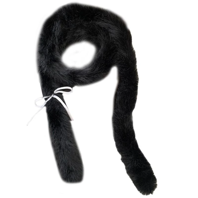 

652F Solid Color Bowknot Long Scarf for Adult All Matching 2000s Scarf Winter Photo Scarf Popular Streetwear Neckwrap Scarf