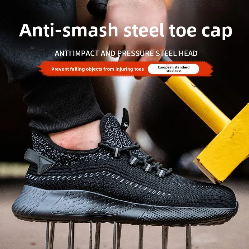 أحذية العمل أحذية السلامة أحذية حماية العمل الوقاية من الرائحة مكافحة تحطيم ثقب الرجال سلامة التنس الصلب تو أحذية السلامة