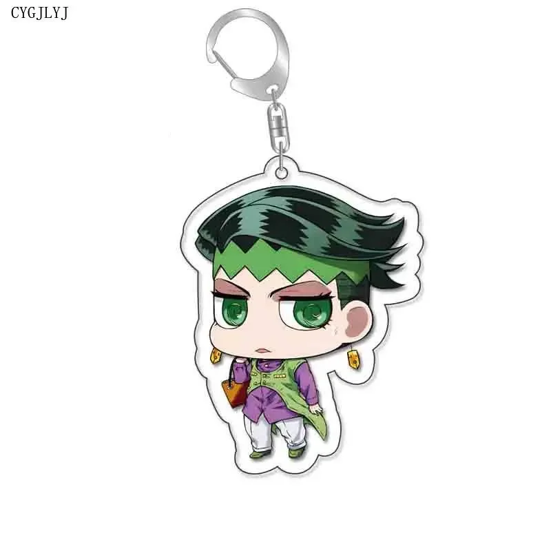 20pcs Anime JoJos Bizarre Adventure Man Key Chain For Women Accessories Bag Pendant Key Ring Acrylic Cartoon Jewelry Wholesale