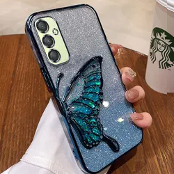 A 25 5G Quicksand Butterfly Plating Phone Case For Samsung galaxy A25 A05 s A22 A23 24 A35 A55 Glitter Protect Shockproof Cover