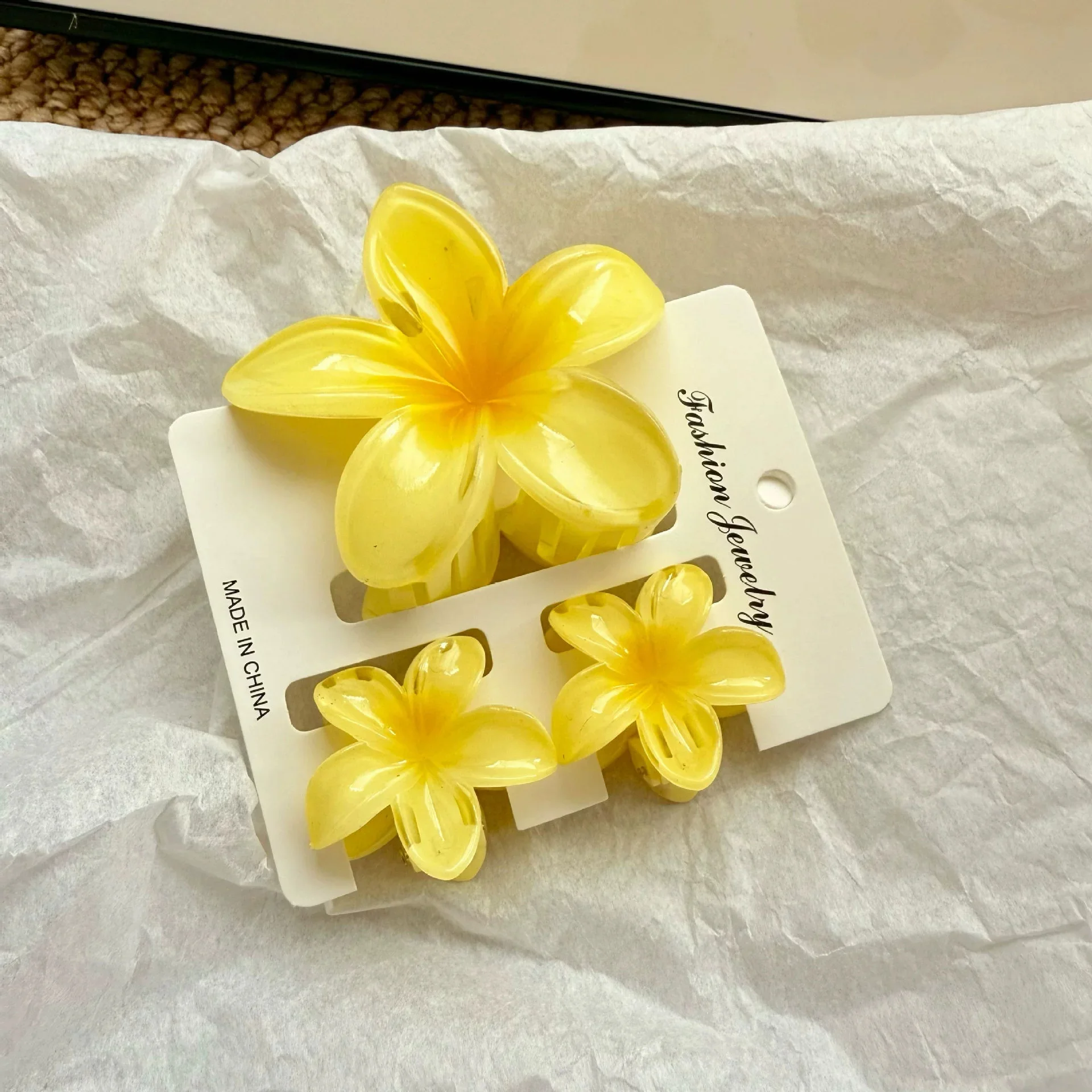 3 Teile/satz Süße Blume Bunte Gradienten Haar Krallen Pferdeschwanz Cip Clamp Barrettes Haarnadeln Für Frauen Mädchen Strand Haar Zubehör – Detail 2