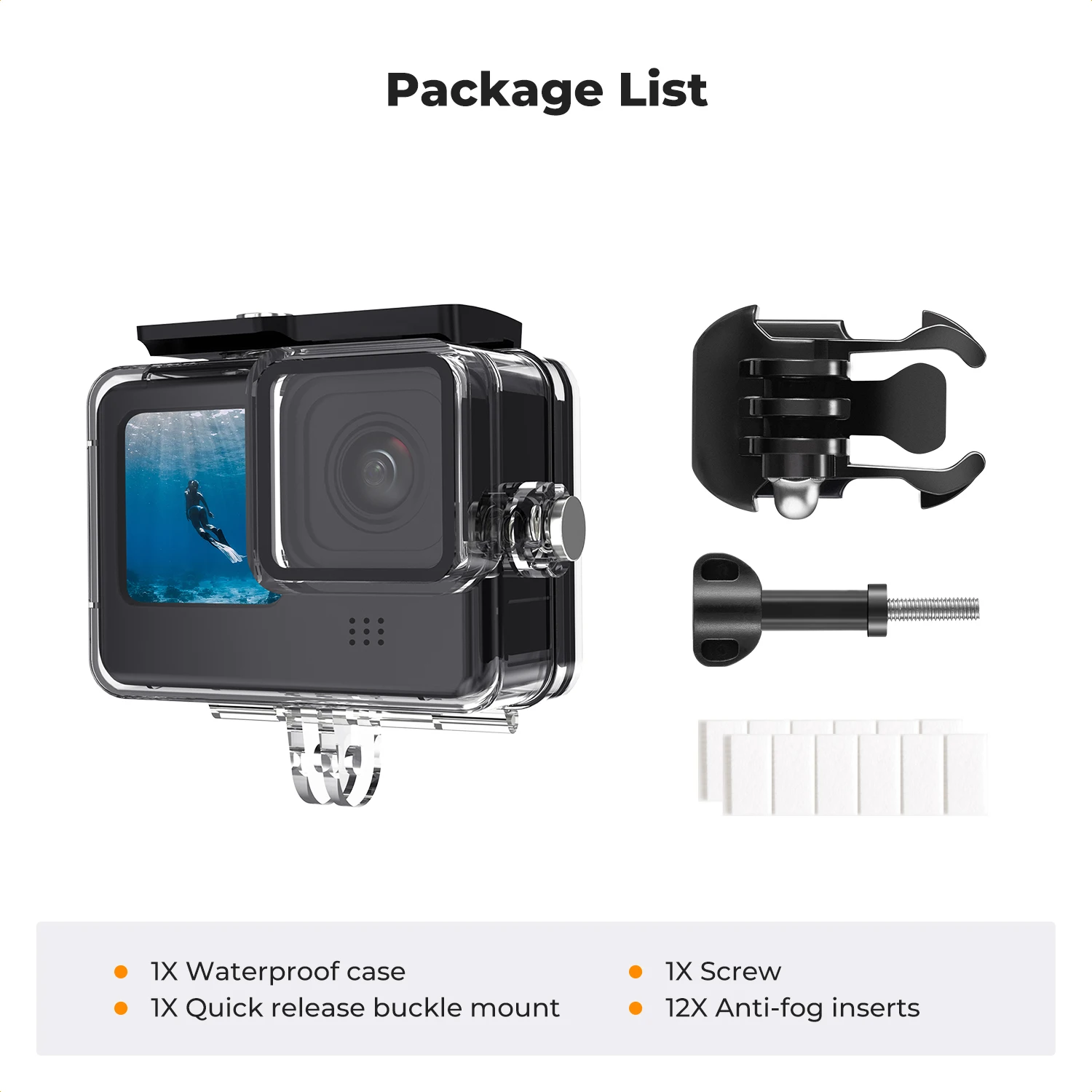 حافظة مقاومة للماء K&F Concept 60M/196FT لهاتف GoPro Hero 13 غطاء حماية أسود للغوص تحت الماء لهاتف Go Pro 12/11/10/9 أسود