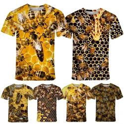 New Fashion Bee 3d Printed T-shirt Men's and Women's Summer Casual Short Sleeve Shirt Top