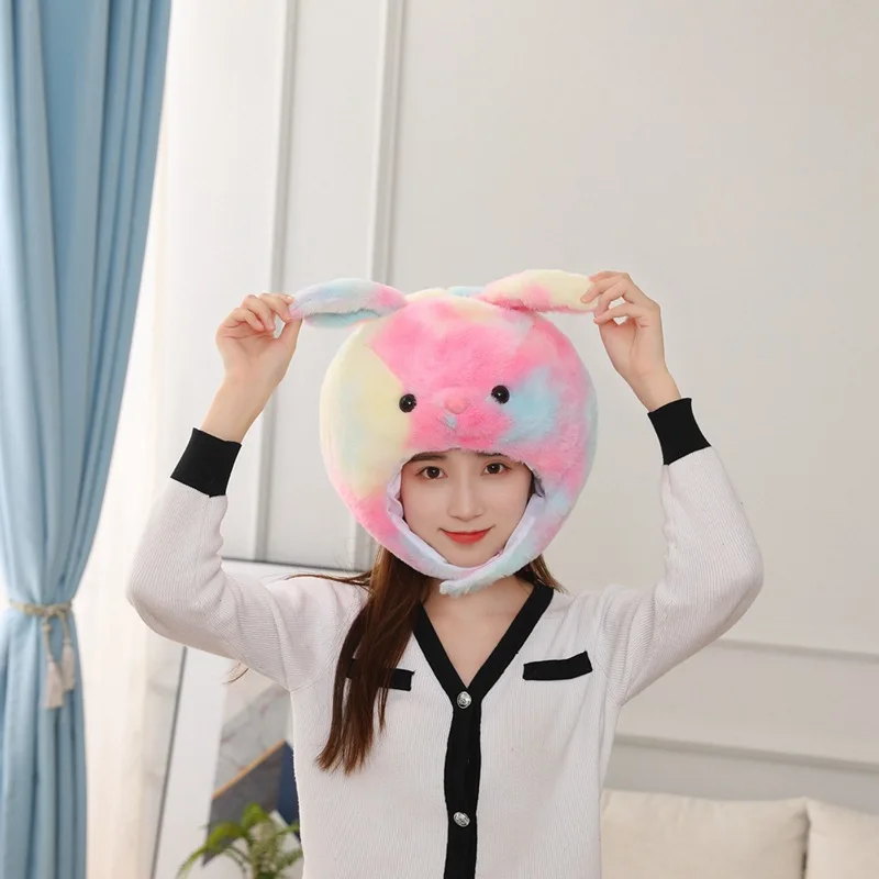 YESKIGU procione divertente carino copricapo donna uomo peluche cappelli morbidi fotografia puntelli animale Kawaii Cosplay Unisex partito Prop inverno