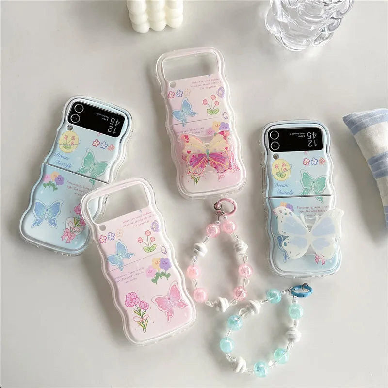Wave Colored Butterfly for Samsung Galaxy Z Flip 8 7 6 5 Protective Back Cover for ZFlip8 ZFlip6 ZFlip7 Case Shell