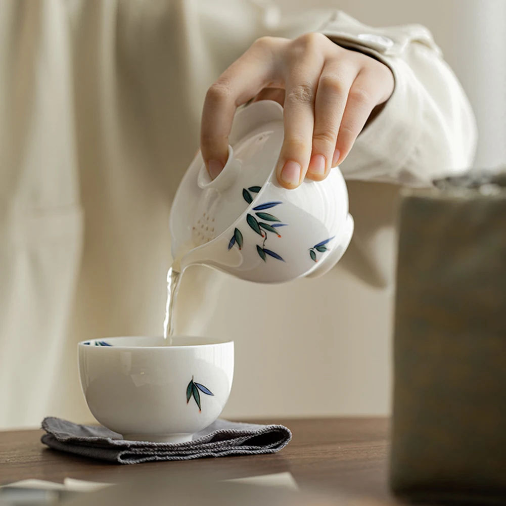 Chinese Tea Set Retro Design Porcelain Mini Cups Teapot For Brew Loose Oolong/Puerh Tea