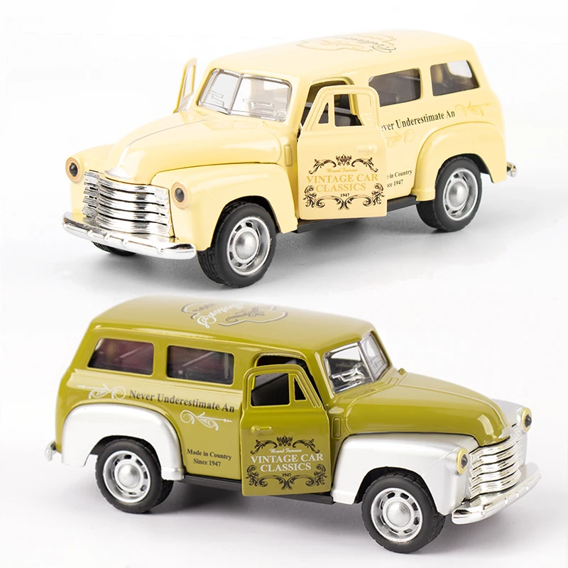 1:32 Alloy Chevrolet School Bus Klasyczny Vintage Model symulacyjny samochodu Autobus szkolny Dźwięk i światło Zabawka dla dzieci