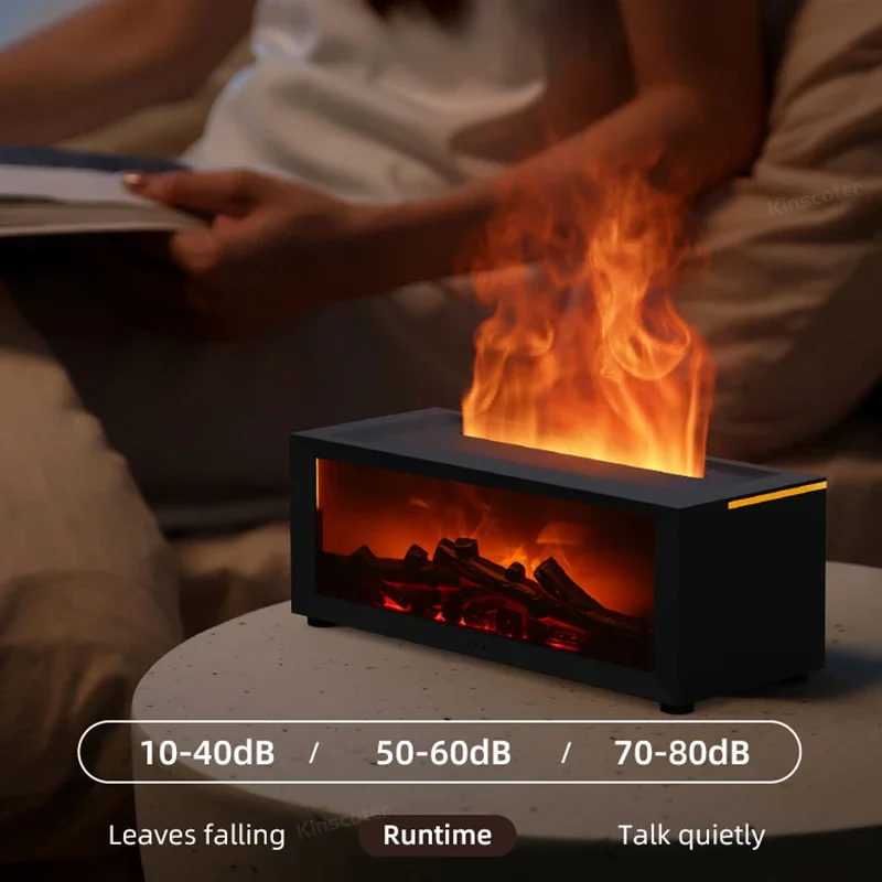 Colorful Flame Fireplace Aroma Diffuser 150ml Waterless Auto-Off Air Humidifier with Timer Remote Control for Home Bedroom Gift image 4