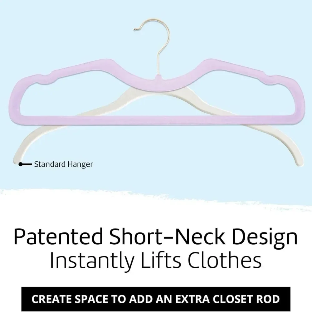 Velvet Hangers 10Pack, Ultra Slim & Short Neck Hanger, 360 Swivel Hook, Space Saving Durable Non-Slip Felt Hangers