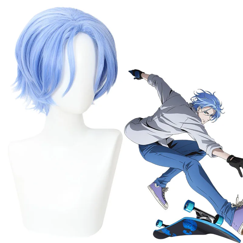Xiu Dan Infinite Skateboard SK∞ River Lan Jia Cosplay peluca azul cielo 30cm parte central Anime pelo 463C