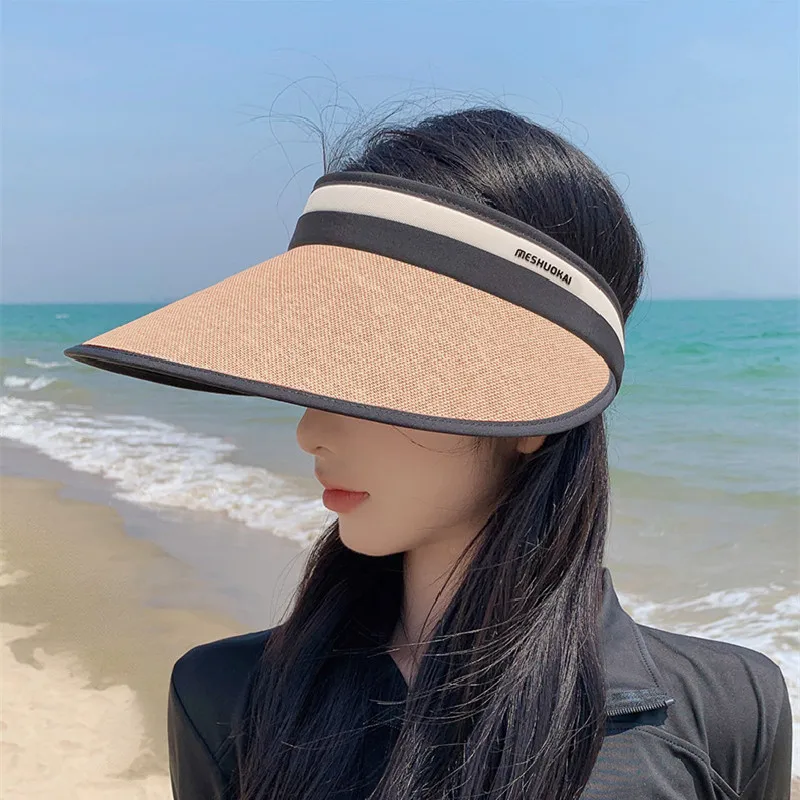 

Sun Hats For Women Hat UV Protection Wide Brim Empty Top Adjustable Buckle Sun Hat Summer Women Sunshade Hat