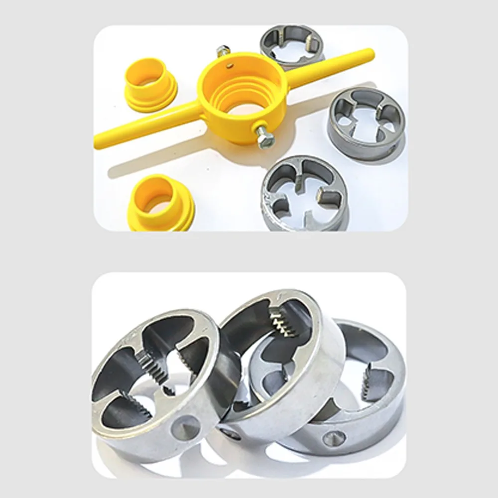 Reusable Design PVC Thread Maker Tool Round Die Set Manual Hand Pipe Threader Kit 1/2
