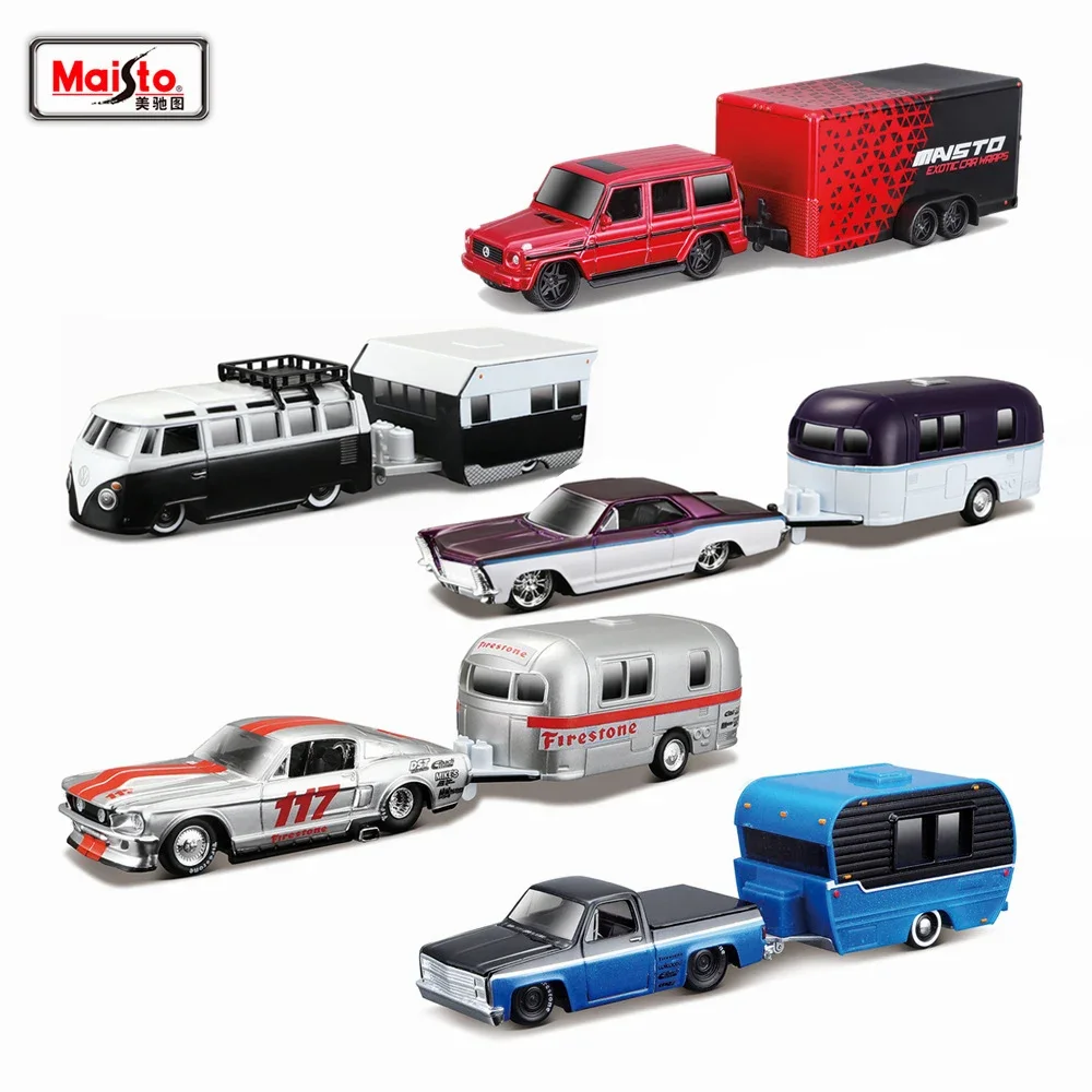 Maisto 1:64 Volkswagen Van Samba  Alameda Trailer Trailer Model Simulation Car Model Alloy Car Toy Male Collection Gift