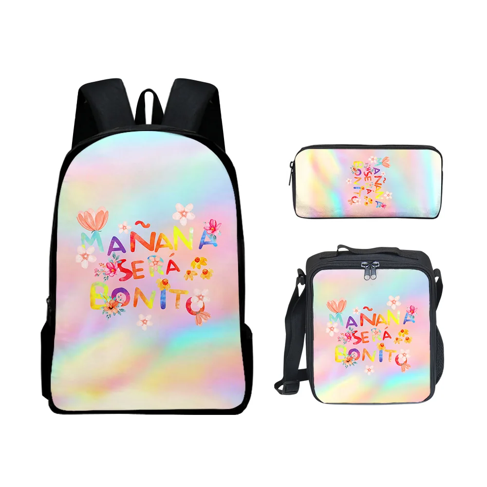 

Hip Hop Popular Funny Manana Sera BonitoI 3D Print 3pcs/Set pupil School Bags Laptop Daypack Backpack Lunch bag Pencil Case