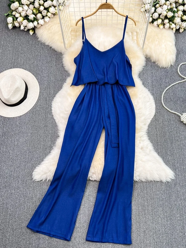 

Летние модные прямые широкие брюки с высокой талией и рюшами, джинсовые брюки с эффектом похудения ter Ne