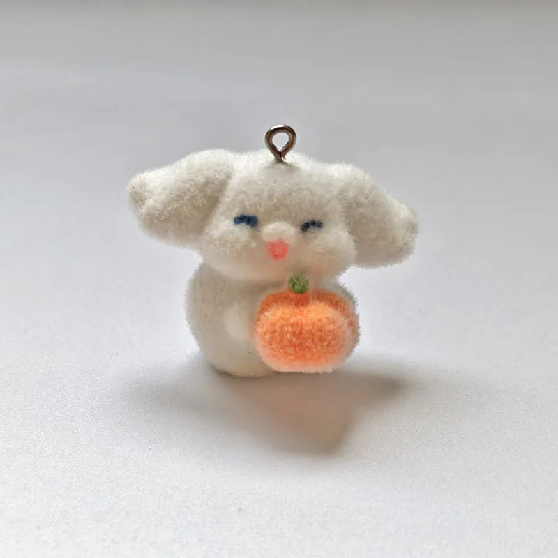 20PCS 3D Flocking Puppy and Pumpkin Charms Plush Dolls Pendants  for Necklace Jewelry Making DIY Handmade Accessories Wholesale