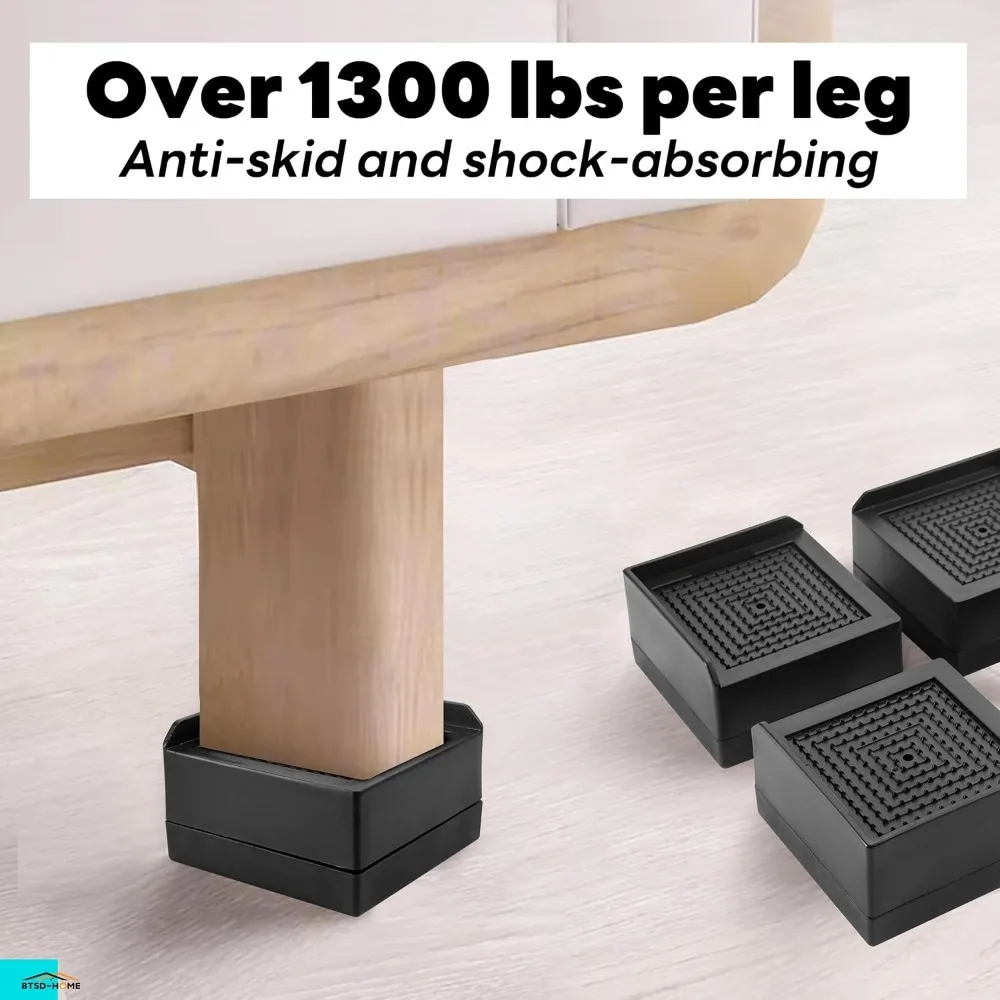 Furniture Risers 1.5 Inch Bed Lifts Risers Table Leg Extenders Perfect for Couch, Chair, Table, and More 4 Pack Black