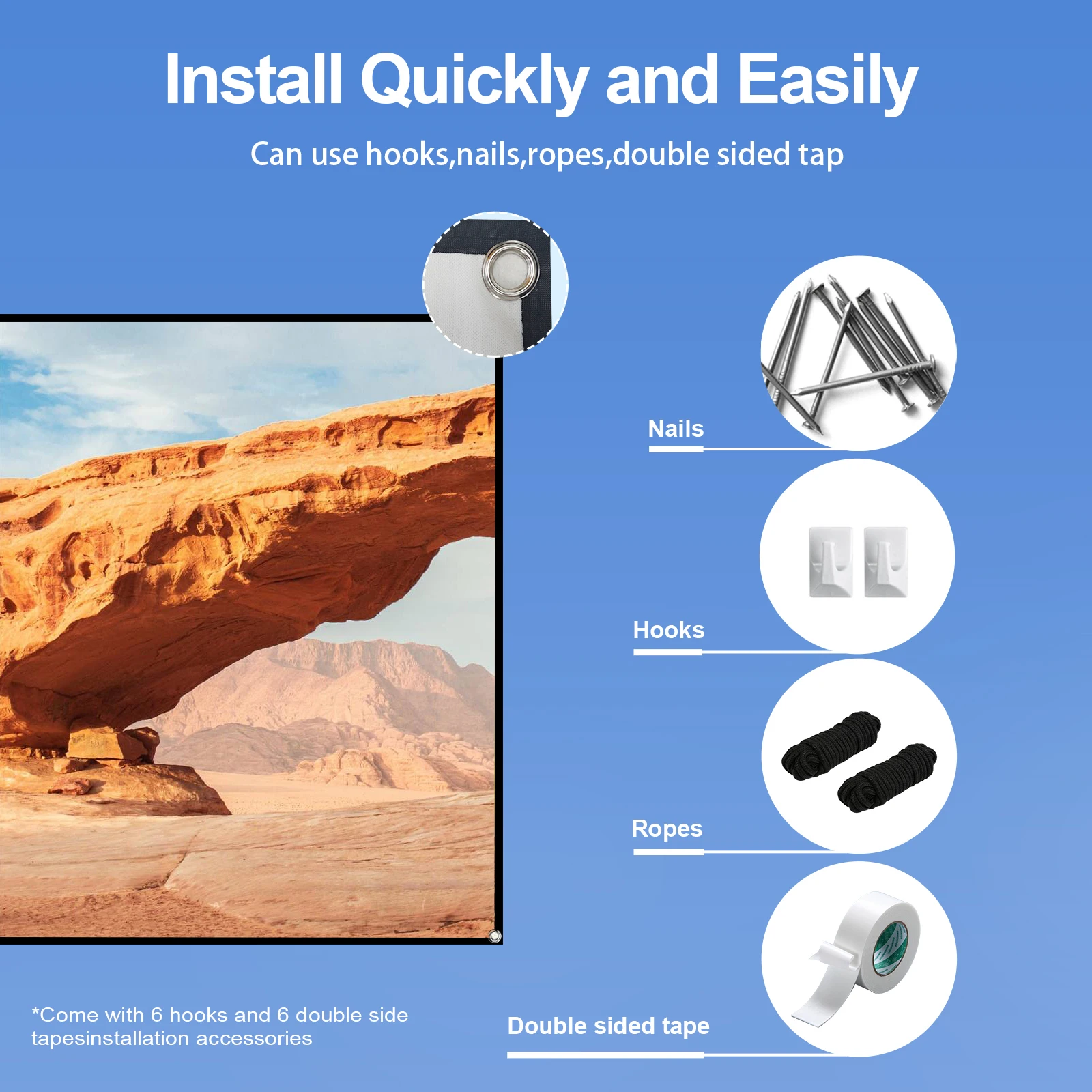 شاشة عرض عالية الدقة محمولة ، شاشة عرض قابلة للطي ، مثبتة على الحائط ، أفلام ، مسرح منزلي ، مكتب ، خارجي ، 80 بوصة