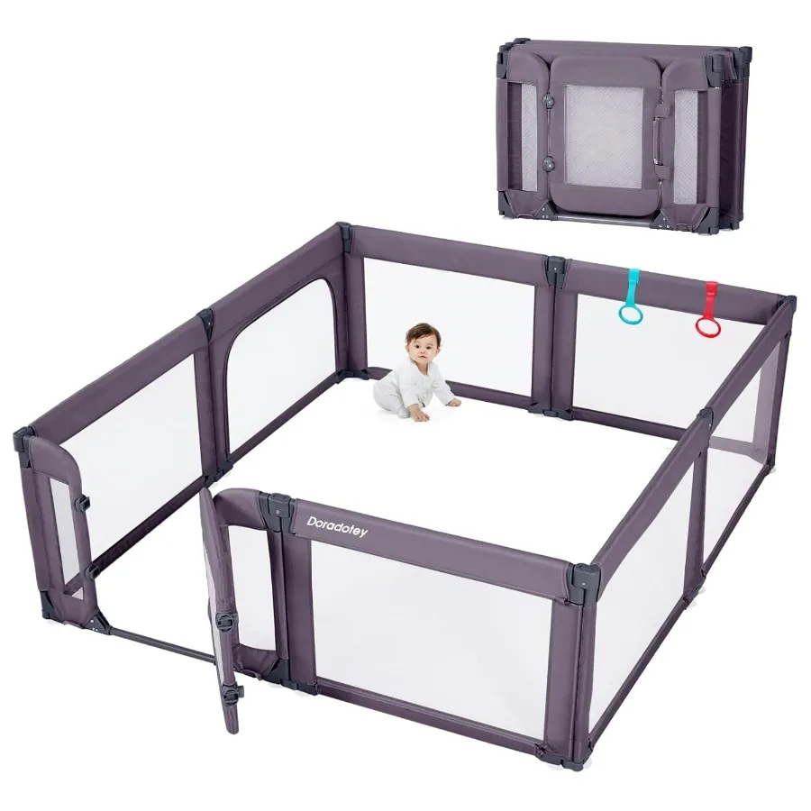 Box per bambini pieghevole e regolabile con porta per un'area di gioco interna sicura Recinzione di sicurezza per carichi pesanti per bambini piccoli e neonati di grandi dimensioni