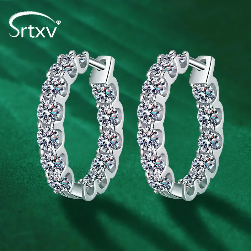 

2.6cttw Real Moissanite Hoop Earring For Women Men 925 Sterling Silver 18K Gold Plated Sparkling Wedding Party Fine Jewelry Gift