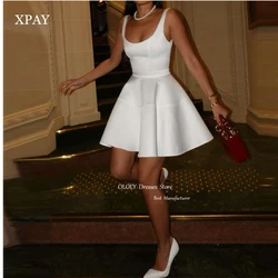 XPAY Simple A Line Short Wedding Dresses Soft Satin Mini Prom Party Dress Bridal Gowns Cocktail Dress White Women Night Event