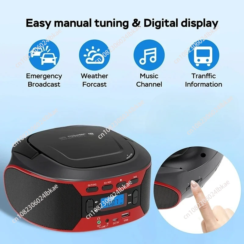 

Портативный CD-машина Bluetooth-динамик FM-радио MP3 U-дисковый плеер Дисковое аудио AUX USB Звук Обучение музыке Образование плода