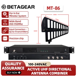 Betagear Active UHF Directional Antenna Combiner MT86 RF Signal Amplifier For In Ear Monitor Splitter 450-950Mhz 100-240VAC