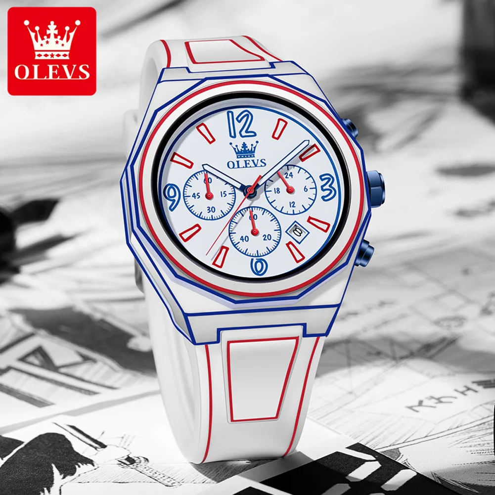 Olevs marca original relógio de quartzo masculino luxo moda pulseira de couro à prova dwaterproof água relógio masculino classe superior negócios esportes relógio masculino