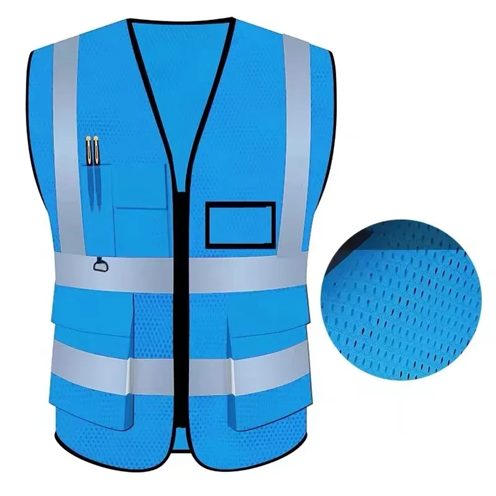 Summer Mesh Safety Vest Hi Vis Construction Workwear for Men Woman Breathable Volunteer Uniform Custom LOGO Vest