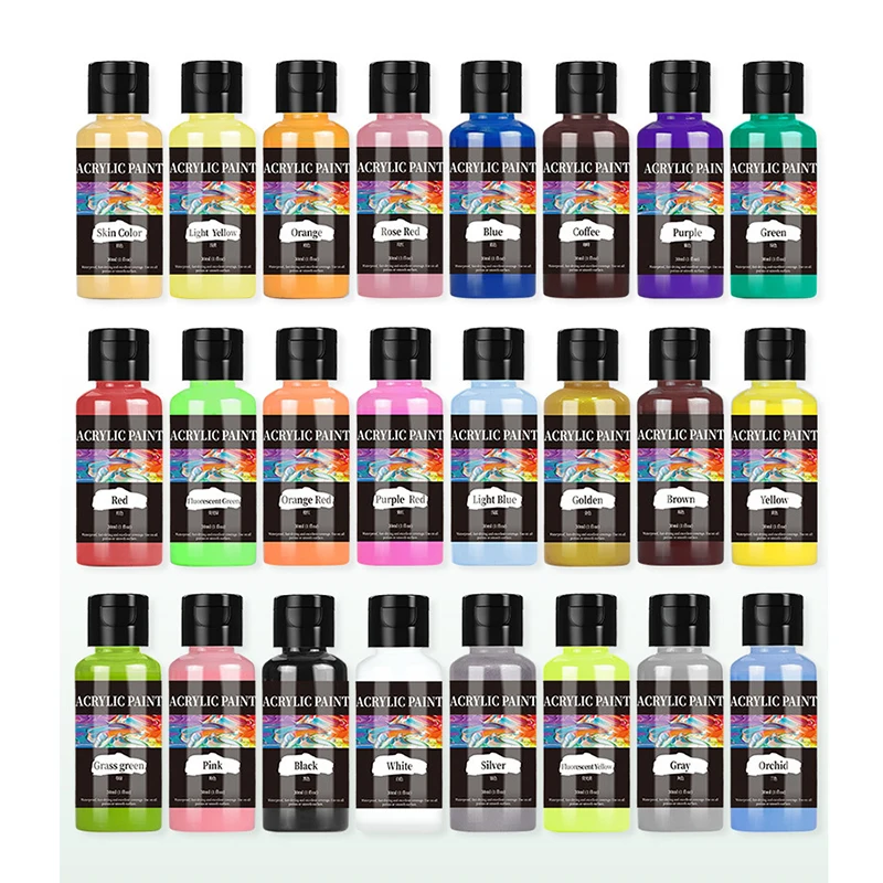 

Foreverlily 24PCS Acrylic Paint Ink Set Airbrush Spray Nail Art Inks Water Pigment for Painting Nail Art Tool 10ml