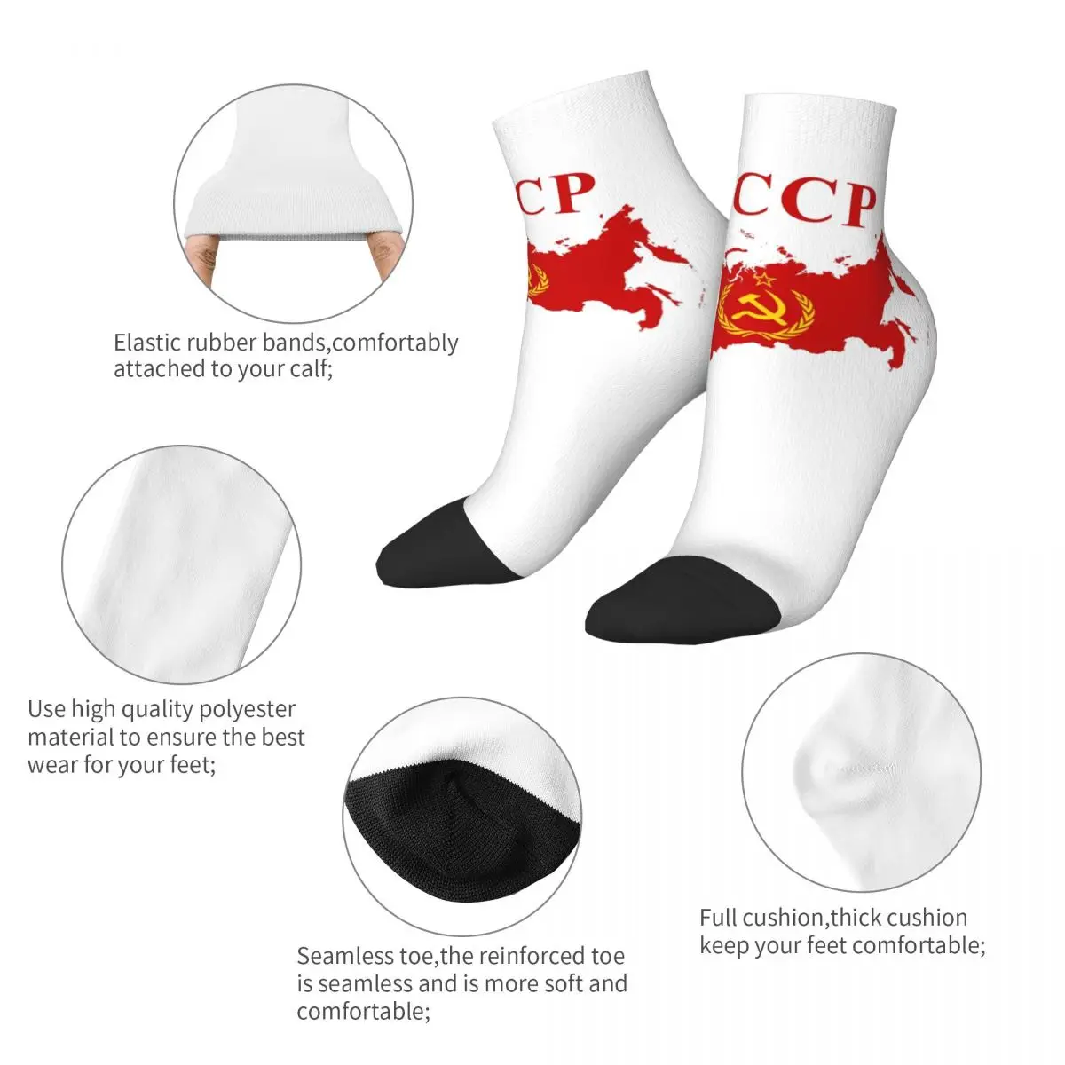 CCCP Star-Soviet-Union URSS Calcetines Harajuku Medias absorbentes del sudor Calcetines para todas las estaciones Accesorios para regalos de Navidad unisex