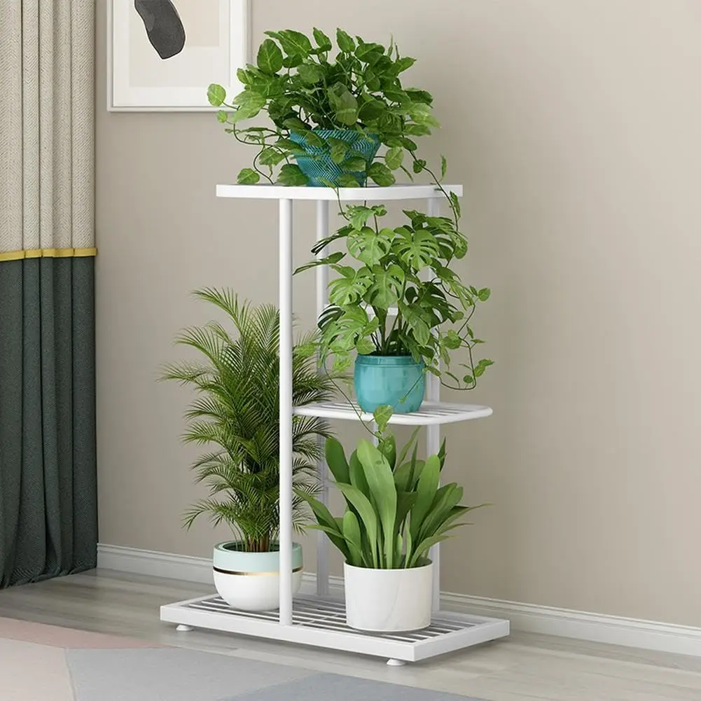Support à plantes en métal à 3 niveaux pour intérieur et extérieur, support d'angle pour plusieurs plantes, présentoir pour pots de fleurs, pour salon, balcon, jardin, terrasse, décoration de la maison