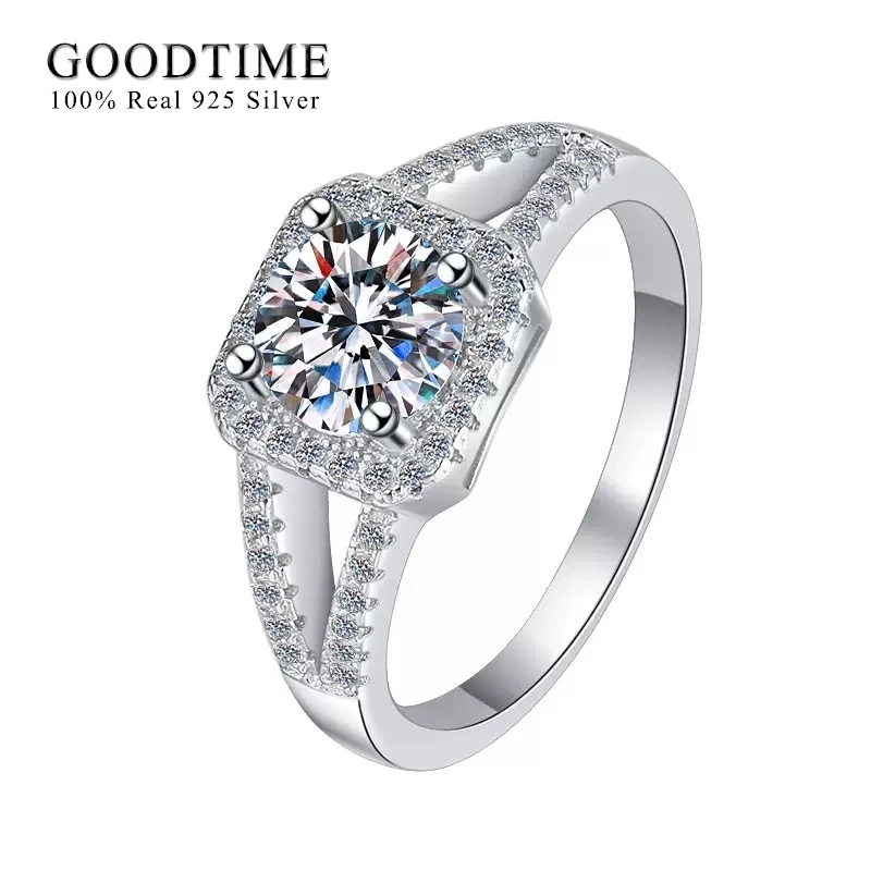 

Trendy Jewelry Pure 100% 925 Sterling Silver Engagement Ring Round Zirconia Wedding Band Gift For Women Lady 0.5/1/2 Carat