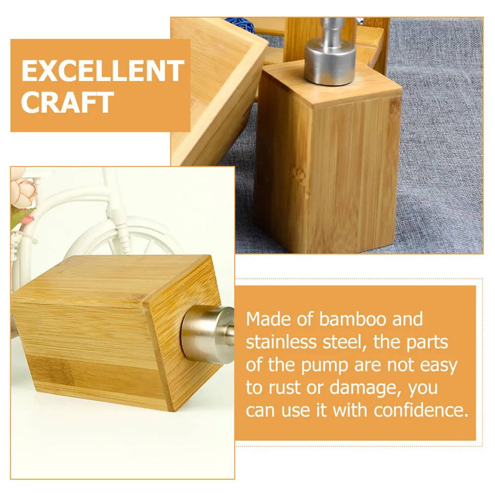 

2 шт. Экологичные бамбуковые дозаторы для мыла с насосом из нержавеющей стали, многоразовые бутылки для шампуня и геля для ванной комнаты
