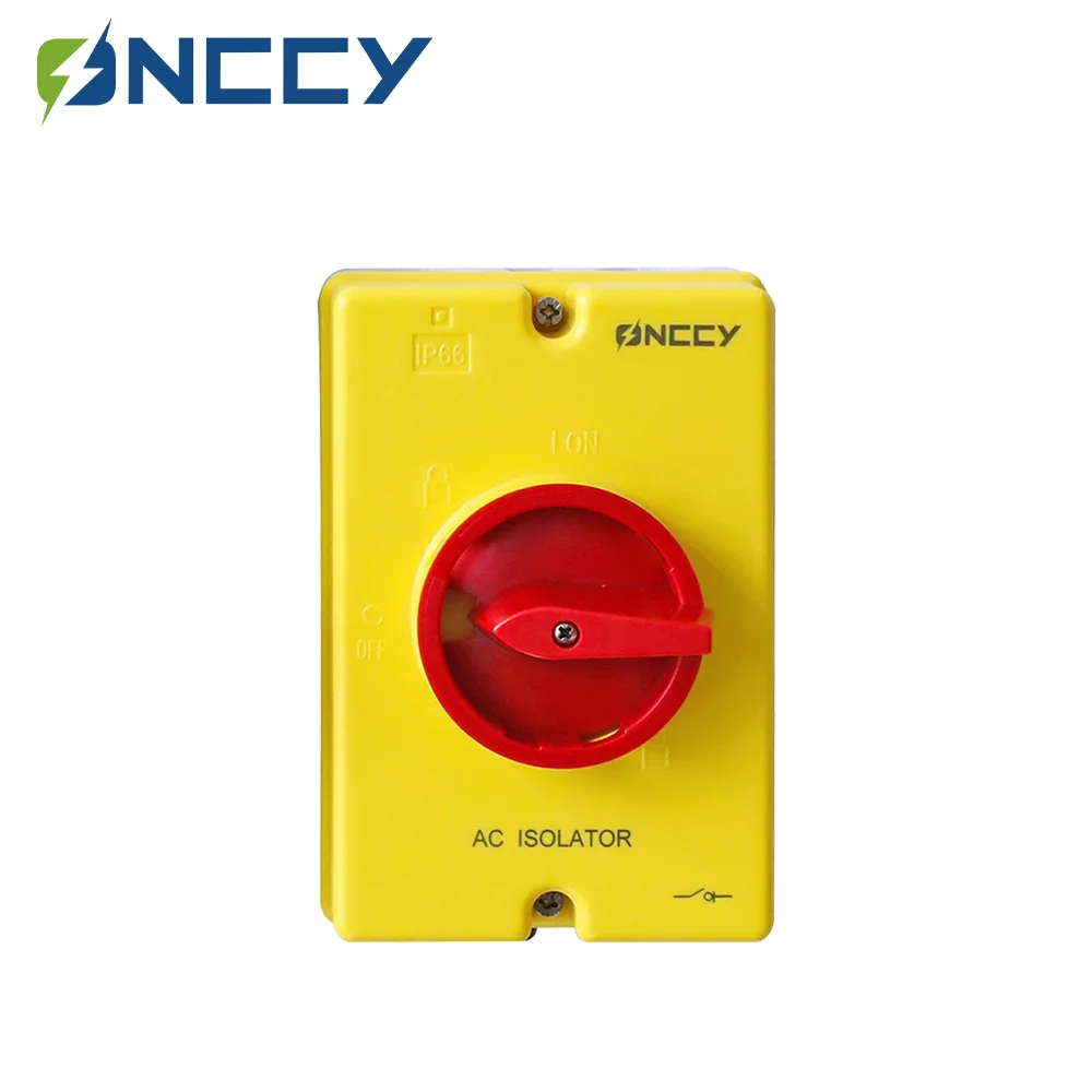ONCCY 4P AC Isolator Switch, AC Isolation Switch Outdoor, Plastic Enclosure Box IP66, 2P 3P Switch Disconnector 690VAC 20A 32A 4