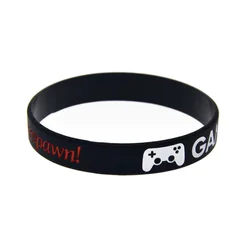 1 PC Gamers Don't Die They Respawn Silicone Bracelet Ink Filled Color Black Wristband For Women Or Men