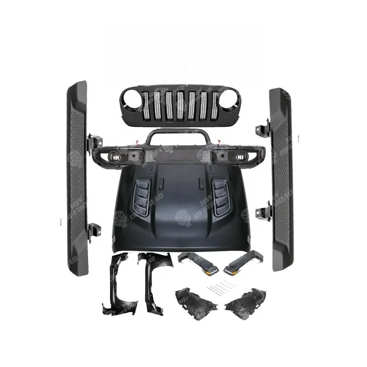 

4X4 JK Upgrade To JL Body Kit Side Step Light Engine Cover Engine Cover Flared Pad Wrangler JK Bumper