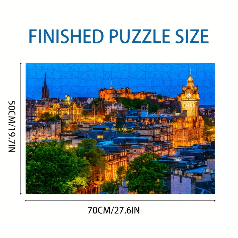 1000 Teile 70 x 50 cm großes Schottland-Puzzle von Edinburgh – historische Stadtbildkunst für Erwachsene, Heimwanddekoration und Reisegeschenk