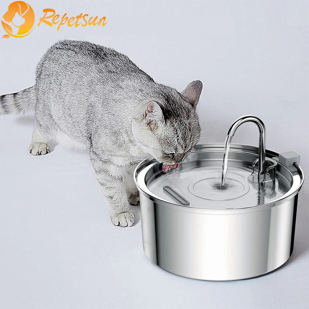 

3.2L Stainless Steel Cat Water Dispenser With Quiet Water Pump Filter Pet Drink Feeder For Cats Dogs Drinking Fountain Bowl