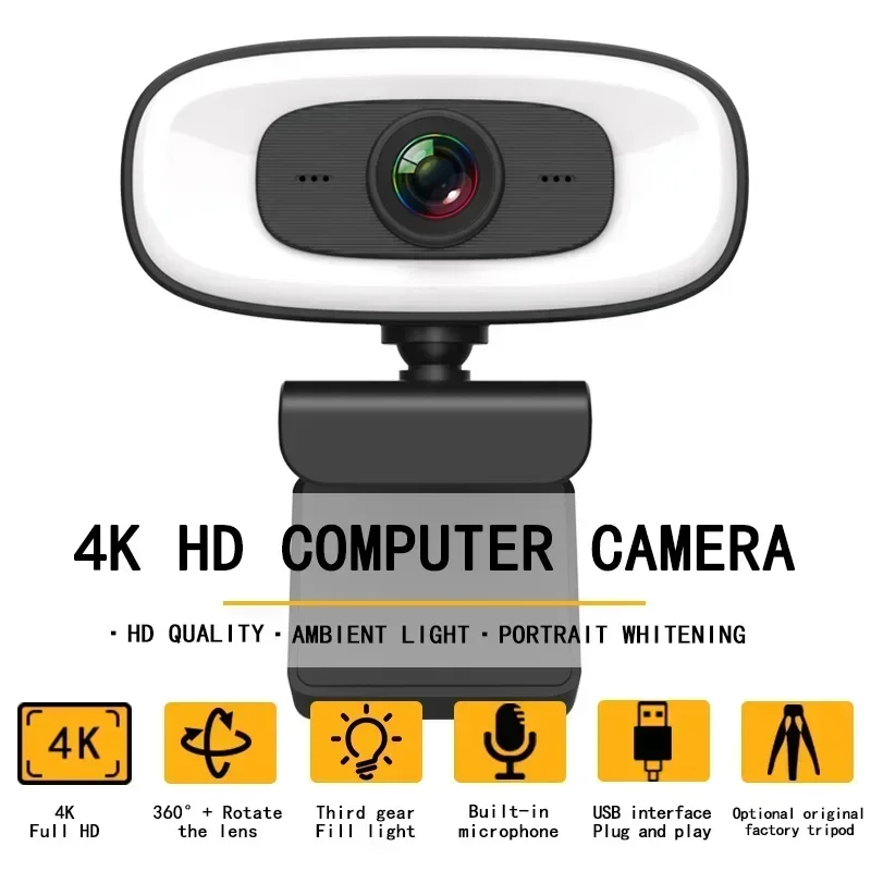 

For Youtube PC Laptop Video HD Webcam With Shooting Camera Webcam 4K 1080P Mini Camera 2K Full Microphone 15-30fps USB Web Cam