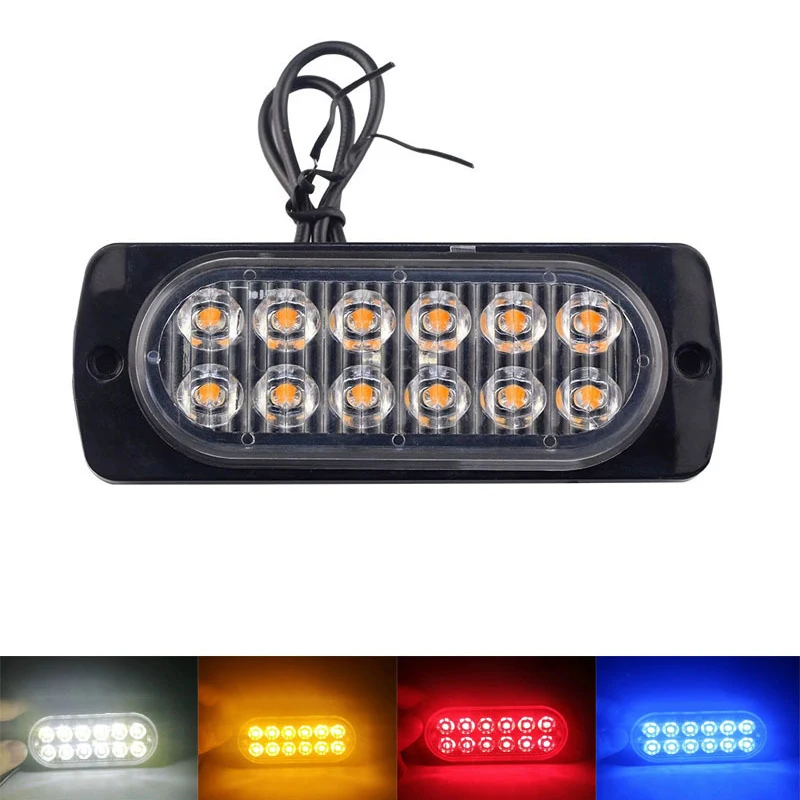 

1x Truck 12V 24V 12smd LED Constant Warning Light Grille Lightbar Car Beacon Lamp Amber Yellow White Red BlueTraffic Light ABS