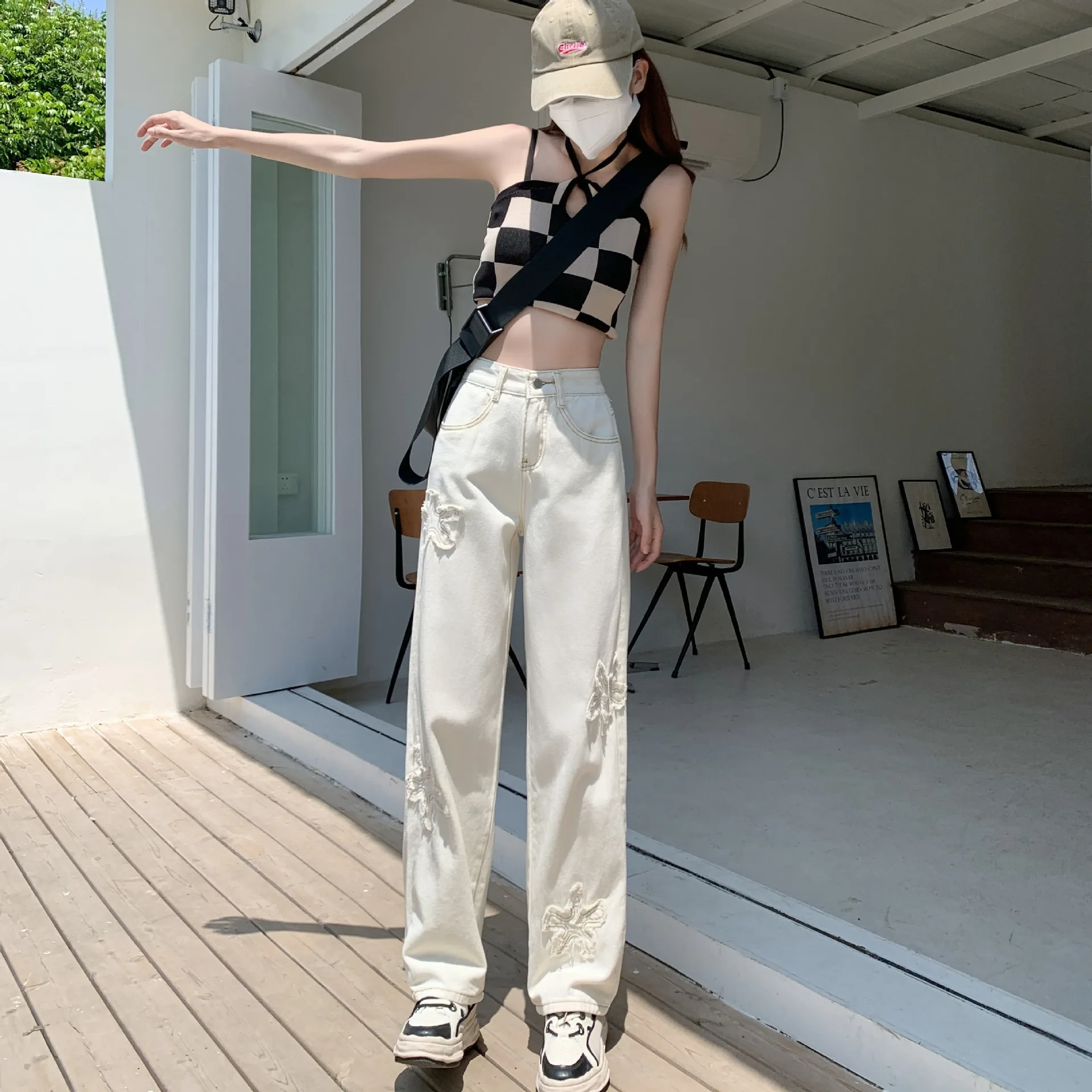 

CGC 2022 Casual Baggy Jeans Women Pants High Waist Straight Cotton Denim Trousers Korean Fashion Oversize Cargo Pants Aesthetic