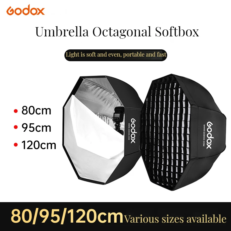 Godox 80cm 95cm 120cm Portable Octagon Softbox Umbrella Brolly Reflector for Studio Strobe Speedlight Flash