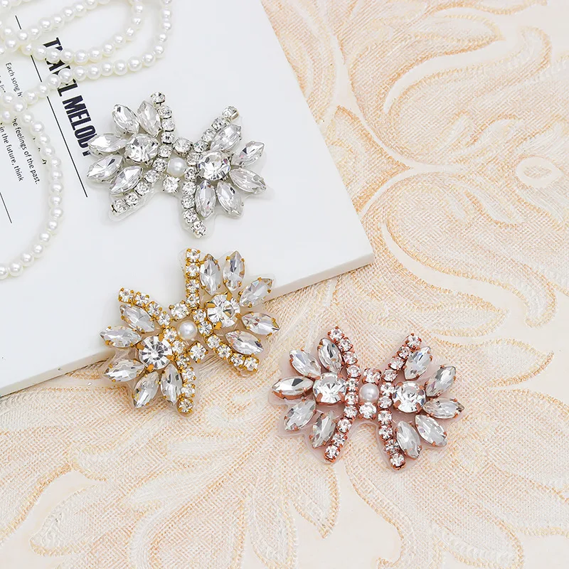 

Bow Rhinestone Appliques for Shoes Hats Bags, Alloy Self-Adhesive Heat Transfer Embellishments Clothing Accessories