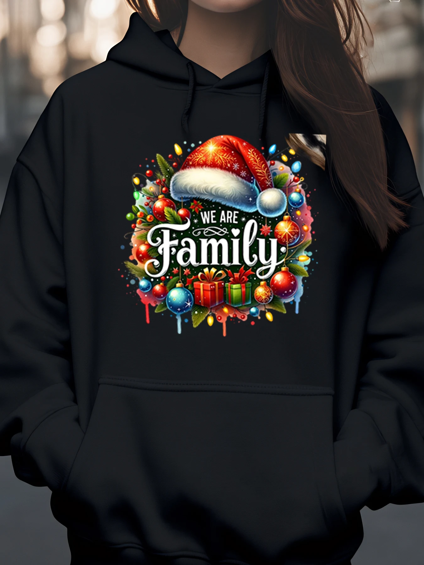 

Рождественская шляпа Санта-Клауса с семейным принтом, праздничный подарок для женщин и мужчин