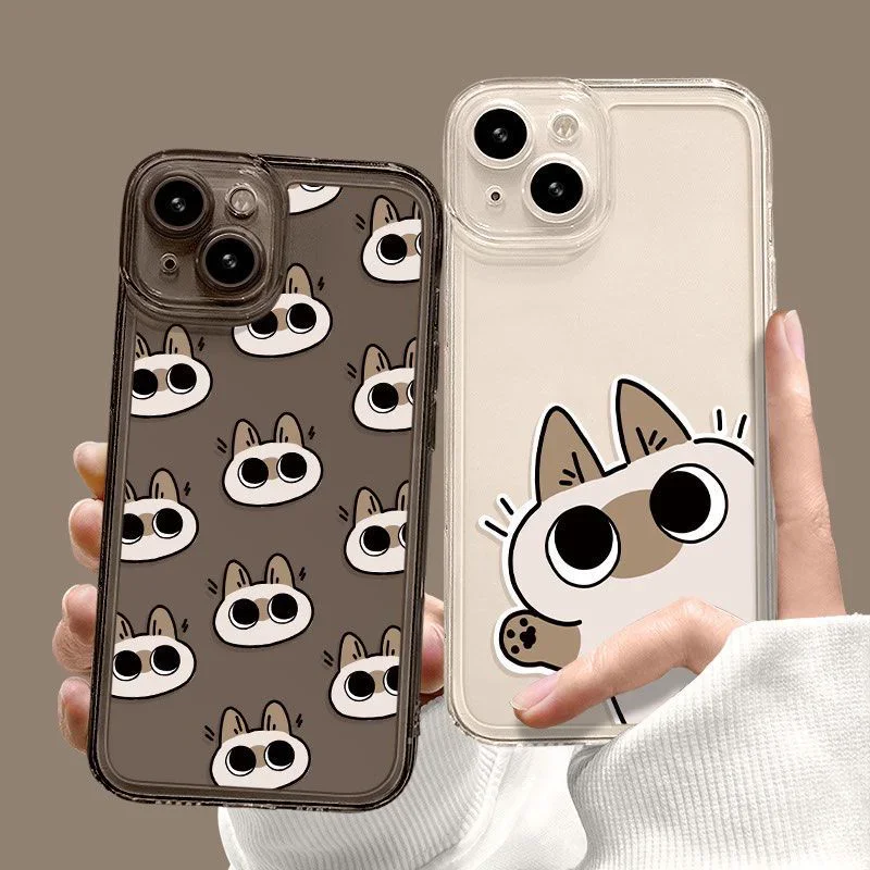 Cartoon Siamese Cat Couple Phone Case For iPhone 15 11 12 14 13 Pro Max Mini XSM XR SE2 7 8 Plus Cute Kitten Mobile Phone Covers