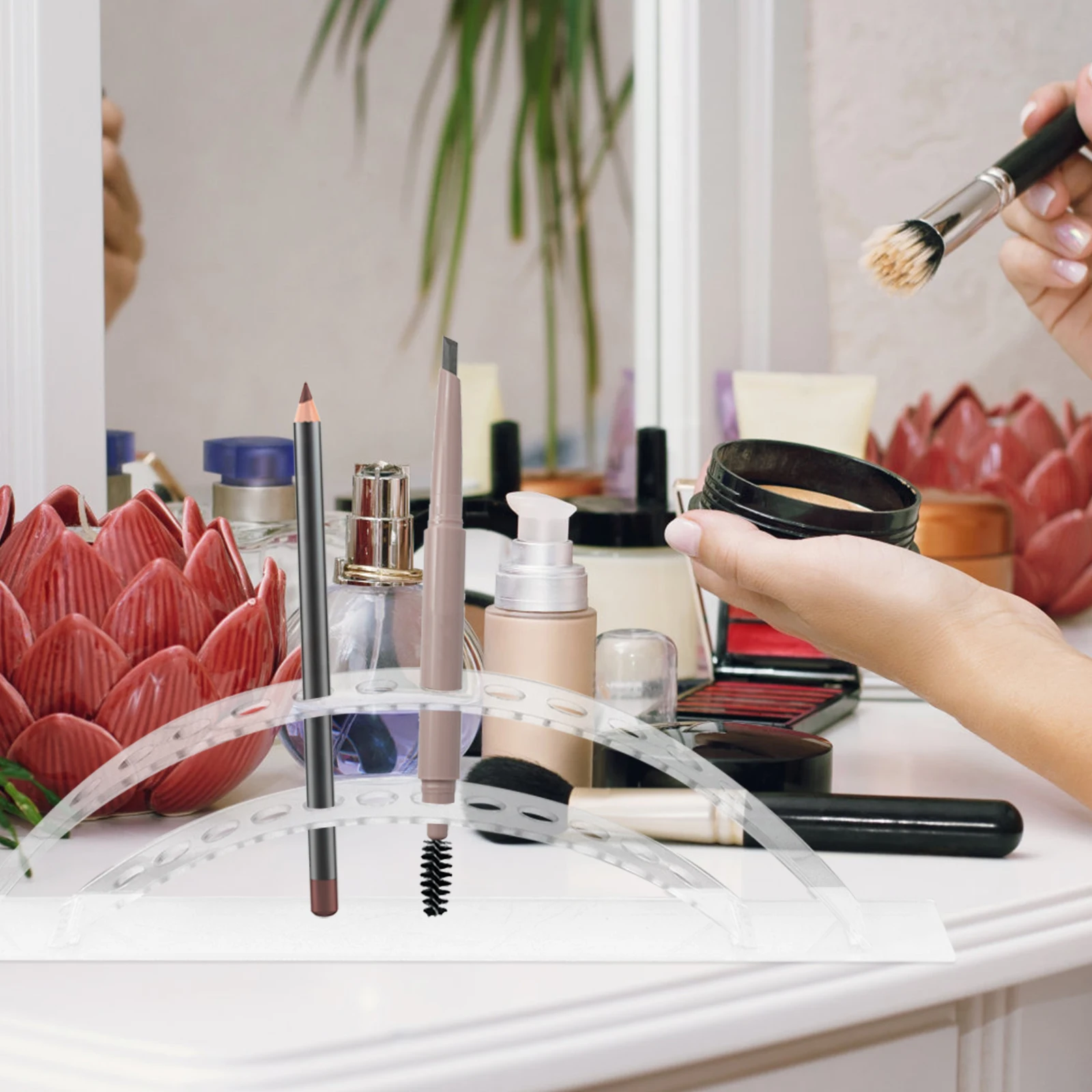 

Acrylic Holder Stand For Eyebrow Pencils Makeup Brushes Desktop Storage Organizer Rack Pencil Holder Pen Display Stand Eyebrow