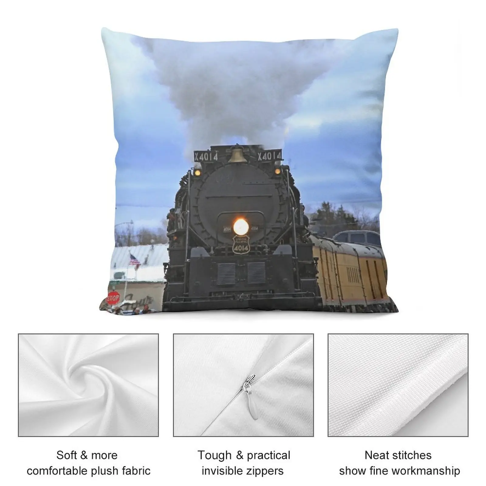 Big Boy 4014 with smoke,steam, and clouds Throw Pillow New year Pillow Case pillow