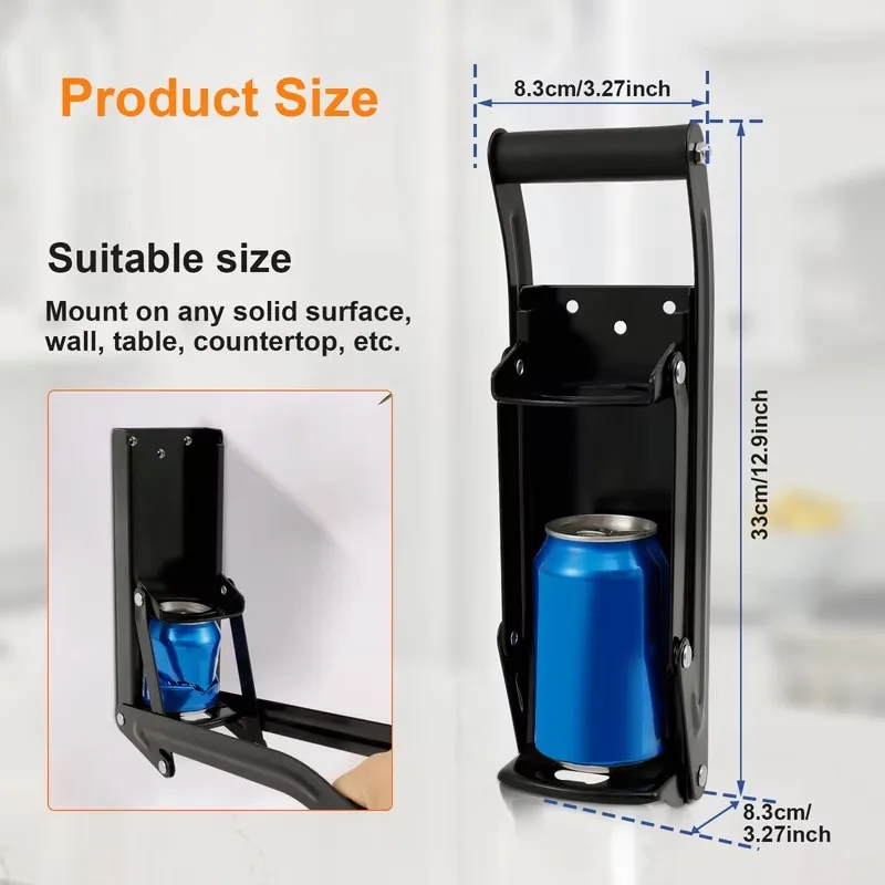 Sturdy Metal Crusher for 16oz Aluminum Cans and Bottles, Robust Recycling Tool for Soda, Beer, and Sparkling Water